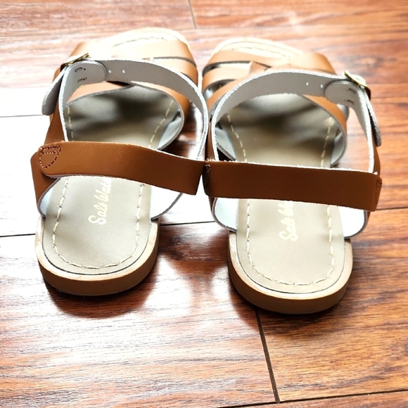 Salt Water Brown Leather Strappy Sandals - Picture 2 of 6